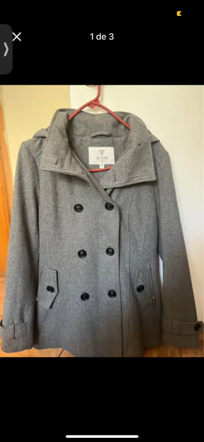 Abrigo gris Guess para mujer con capucha - miniatura 1