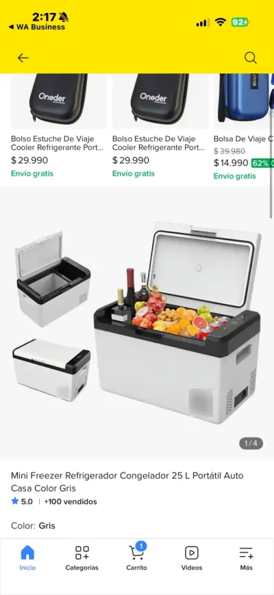 Mini freezer refrigerador portátil 25L gris - miniatura 2