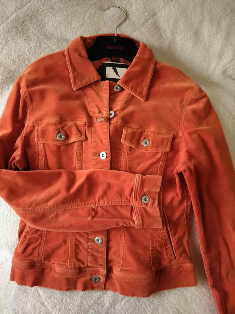 Chaqueta de terciopelo naranja para mujer