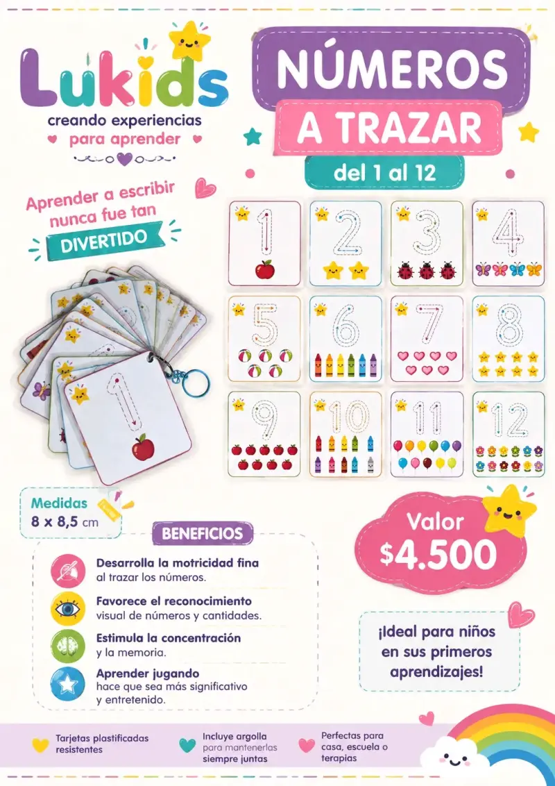 Tarjetas Educativas Lukids Números y Letras - 1