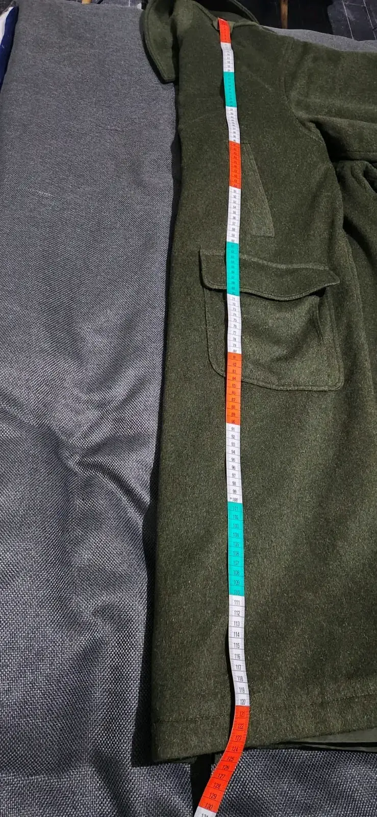 Abrigo largo verde militar para hombre - 4