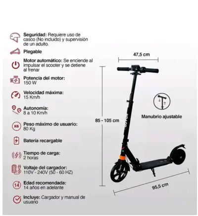 Scooter eléctrico plegable Go Fun con batería recargable - miniatura 4