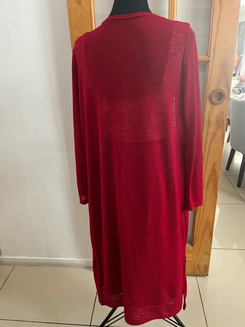 Cárdigan largo rojo para mujer - 2