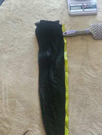 Extensión de cabello natural negro 55 cm - miniatura 1