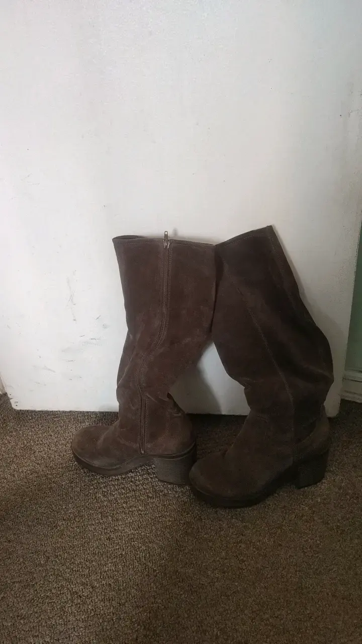 Botas de gamuza marrón con tacón alto - 3