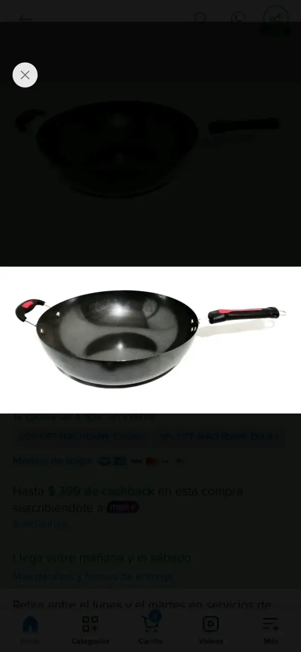 Wok antiadherente con mango ergonómico