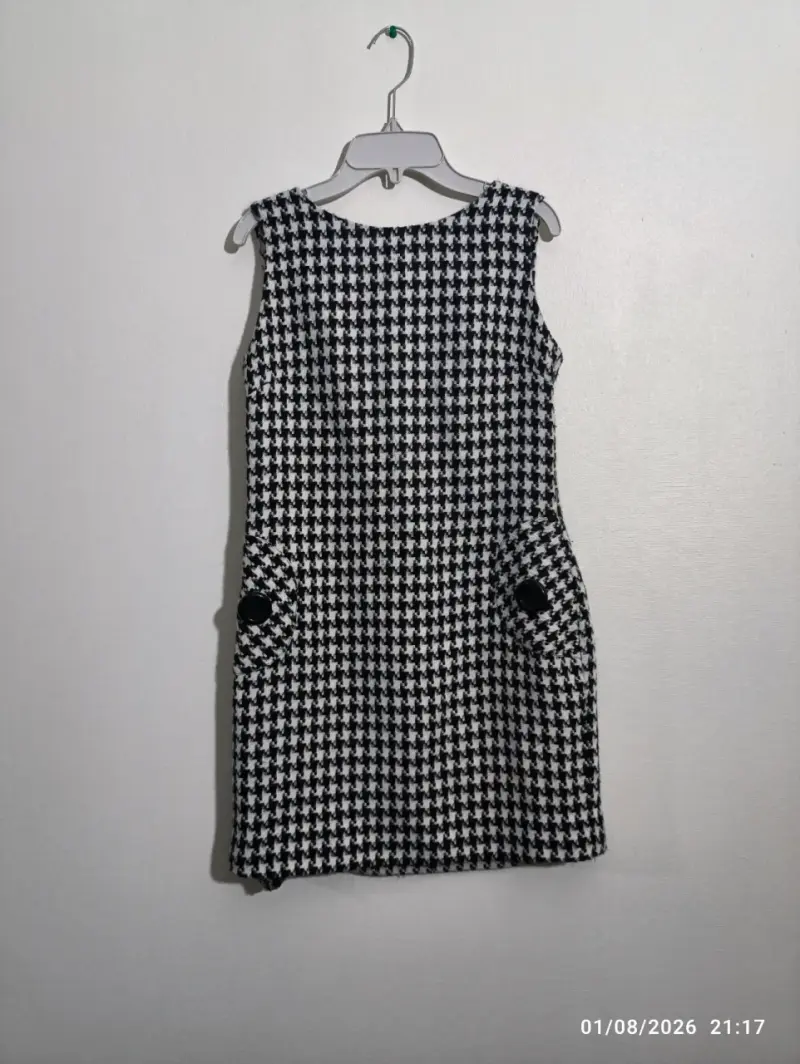 Vestido de pata de gallo blanco y negro Adaniz - 1
