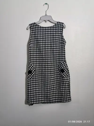 Vestido de pata de gallo blanco y negro Adaniz - miniatura 1