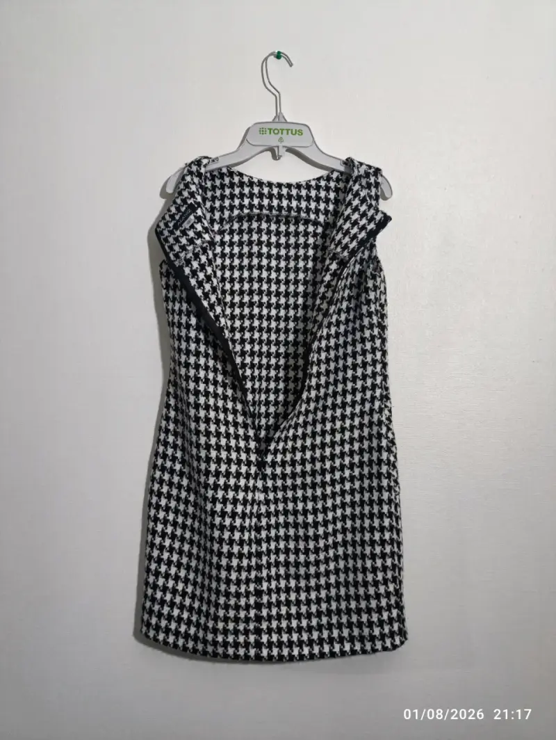 Vestido de pata de gallo blanco y negro Adaniz - 3