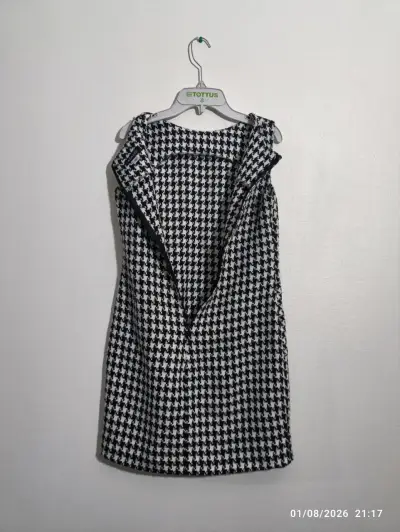 Vestido de pata de gallo blanco y negro Adaniz - miniatura 3