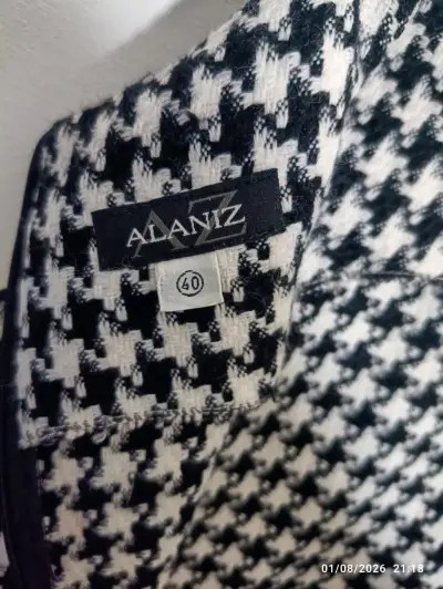 Vestido de pata de gallo blanco y negro Adaniz - miniatura 4