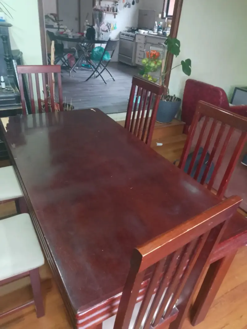 Juego de Comedor de Madera con 6 Sillas - 2