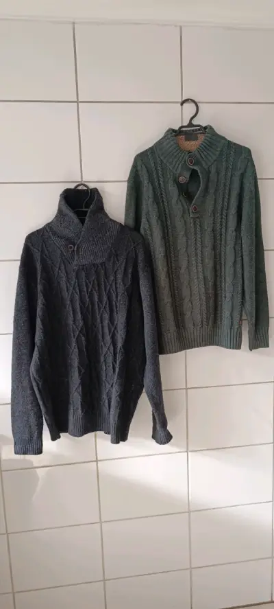 2x1 Suéteres de lana para hombre en gris y verde - miniatura 1