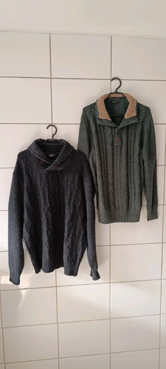 2x1 Suéteres de lana para hombre en gris y verde - 2