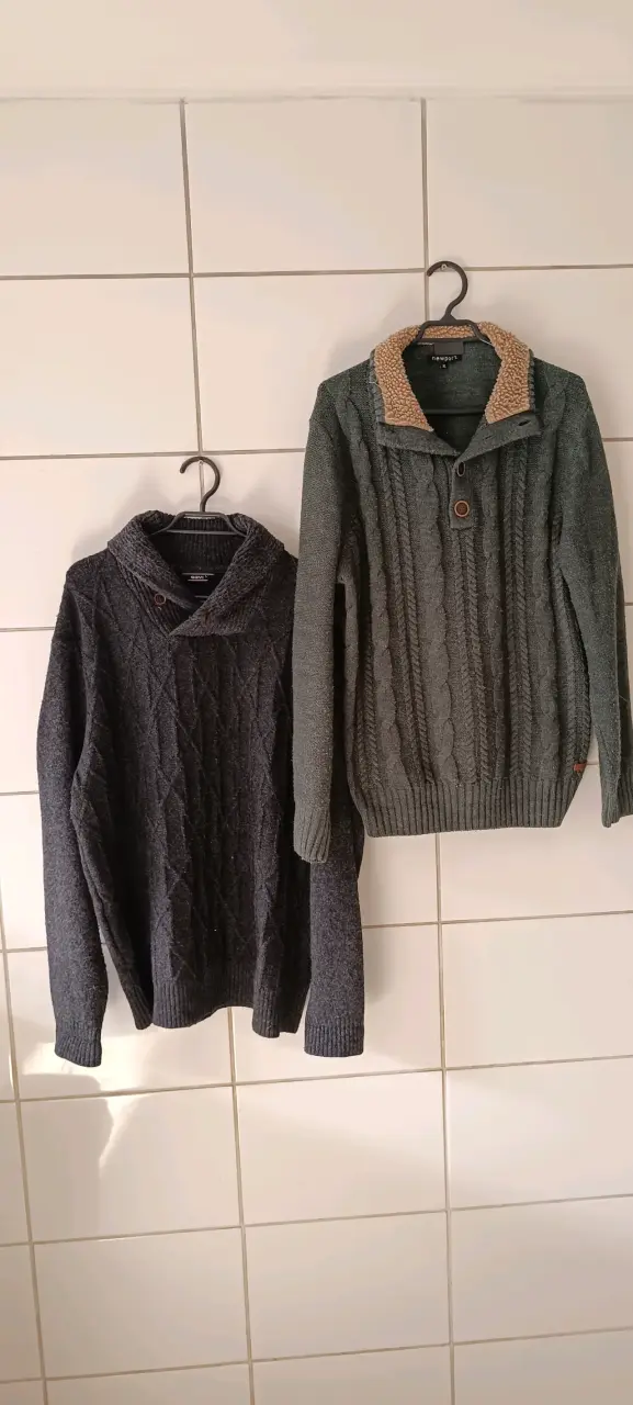 2x1 Suéteres de lana para hombre en gris y verde - 3