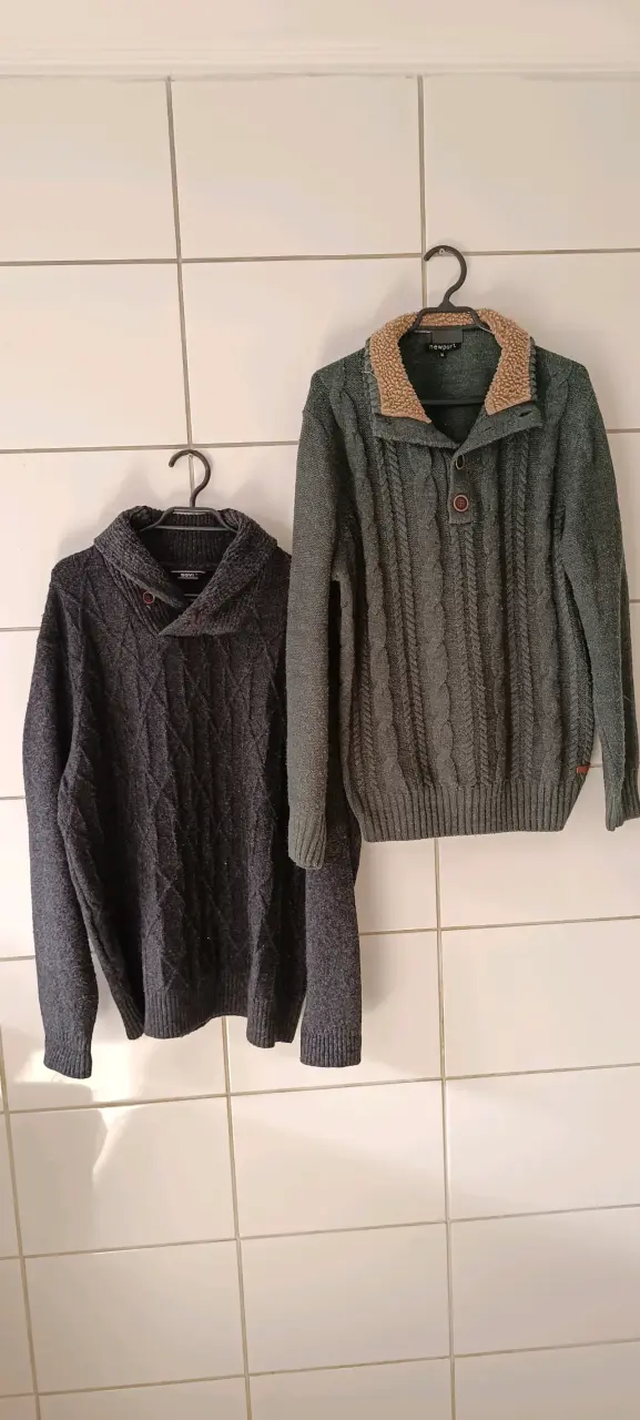 2x1 Suéteres de lana para hombre en gris y verde - 4