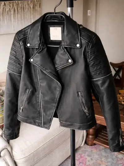Chaqueta de cuero negra Zara - miniatura 1
