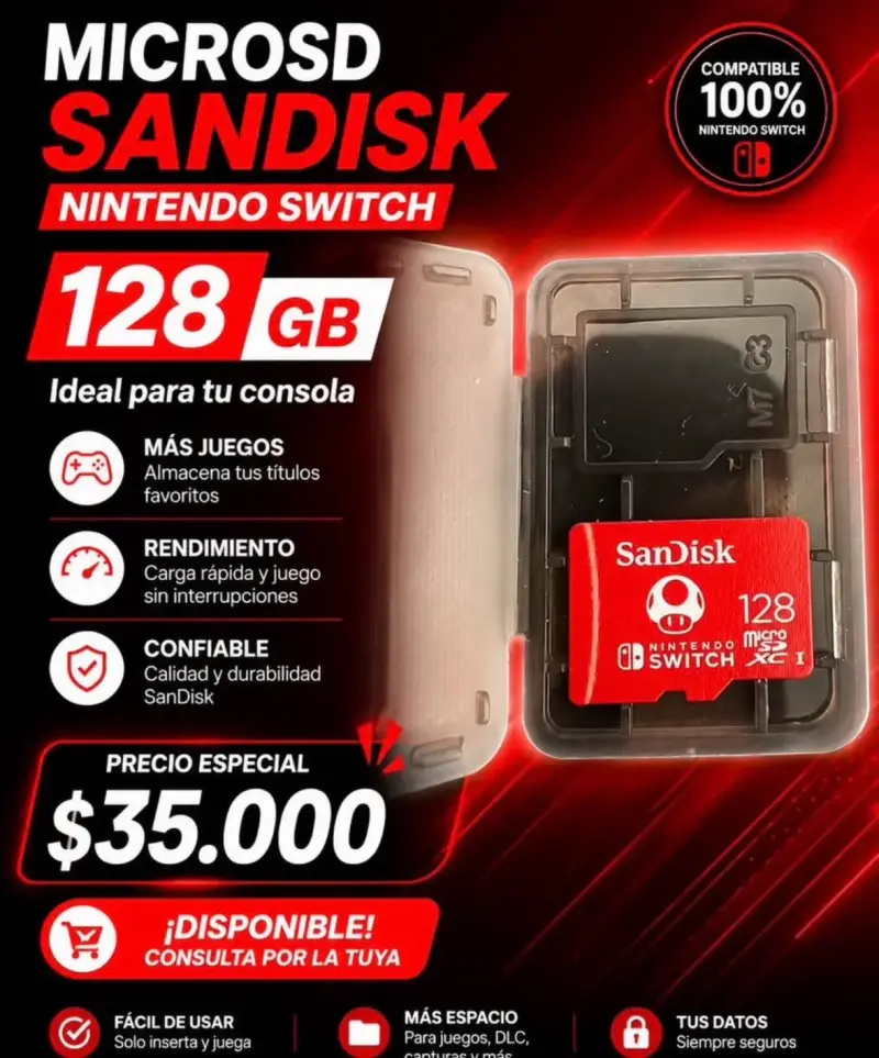 Tarjeta MicroSD SanDisk 128GB para Nintendo Switch