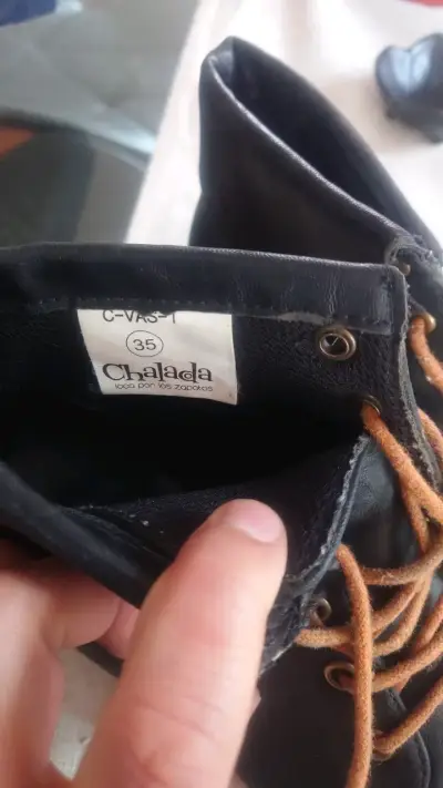 Botines de cuero negro Chalaca talla 35 - miniatura 3