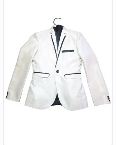 Terno/Traje de hombre blanco con detalles negros - miniatura 1