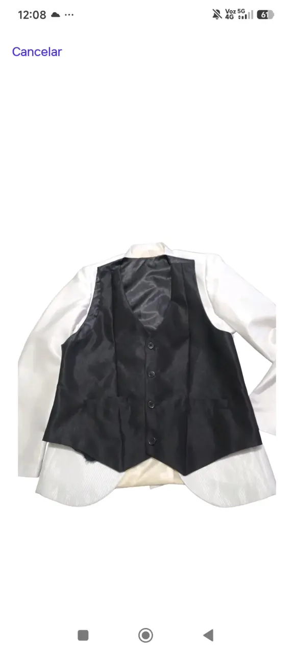 Terno/Traje de hombre blanco con detalles negros - 3