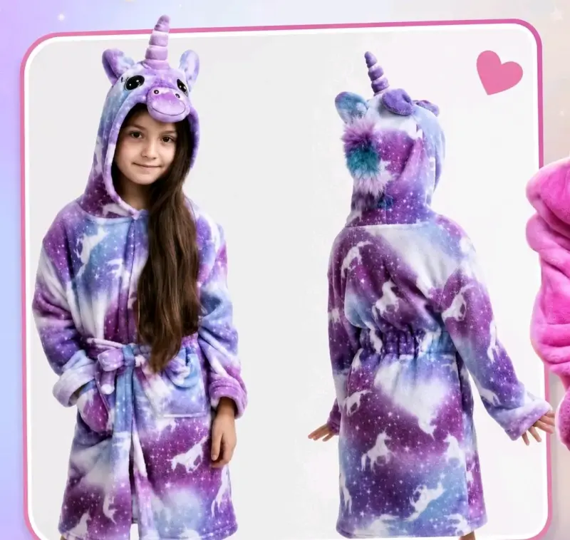 Bata de plush unicornio para niñas - 2