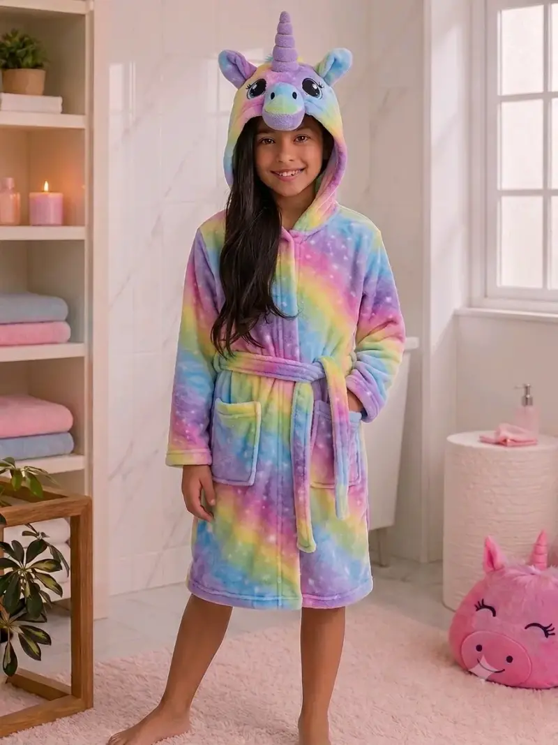 Bata de plush unicornio para niñas - 3