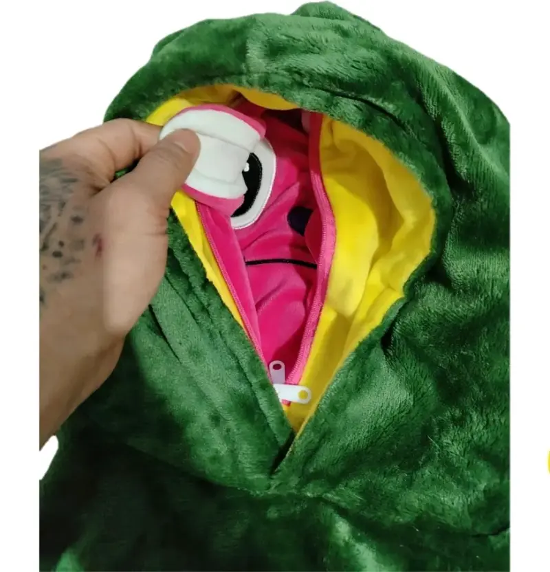 Polerón disfraz verde con capucha de personaje - 2