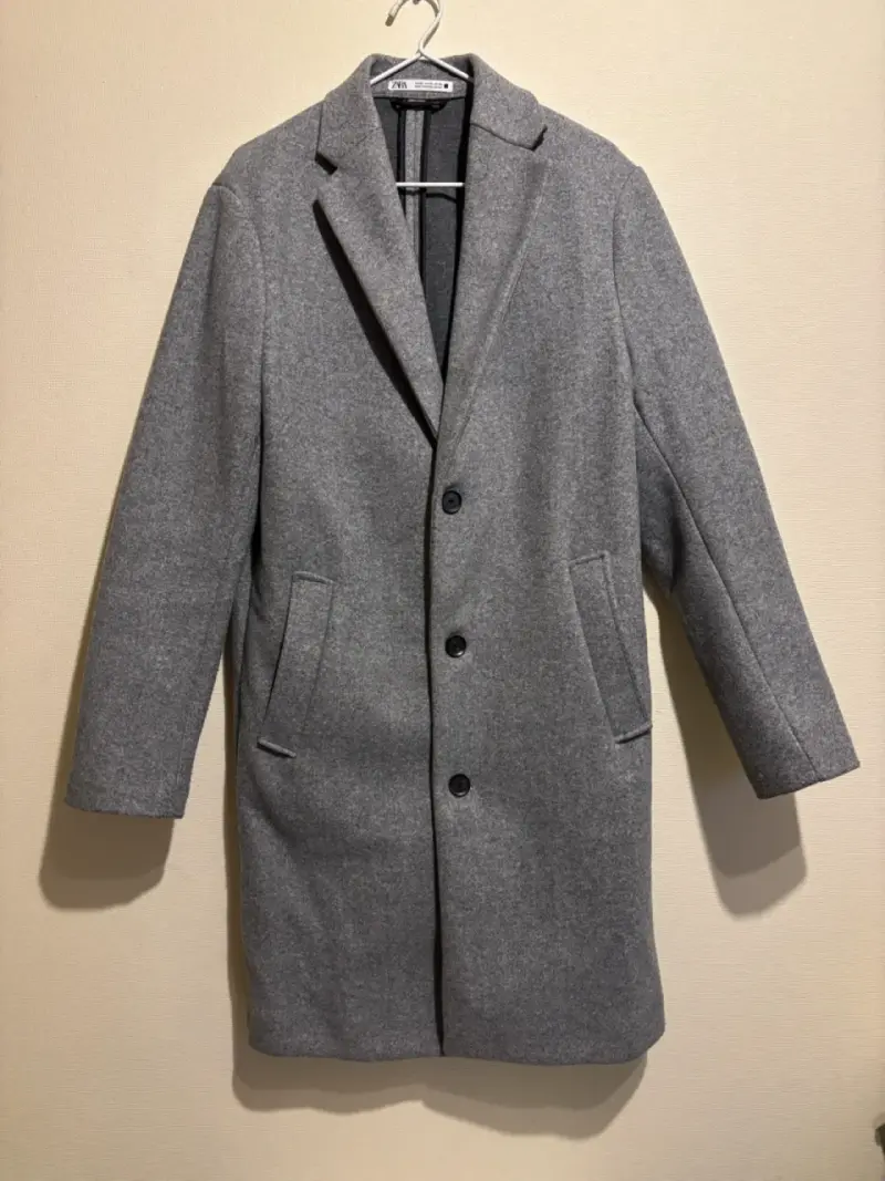 Abrigo gris de lana para hombre Zara