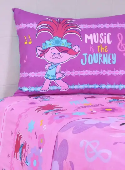 Juego de sábanas Trolls 1.5 plazas para niños - miniatura 1