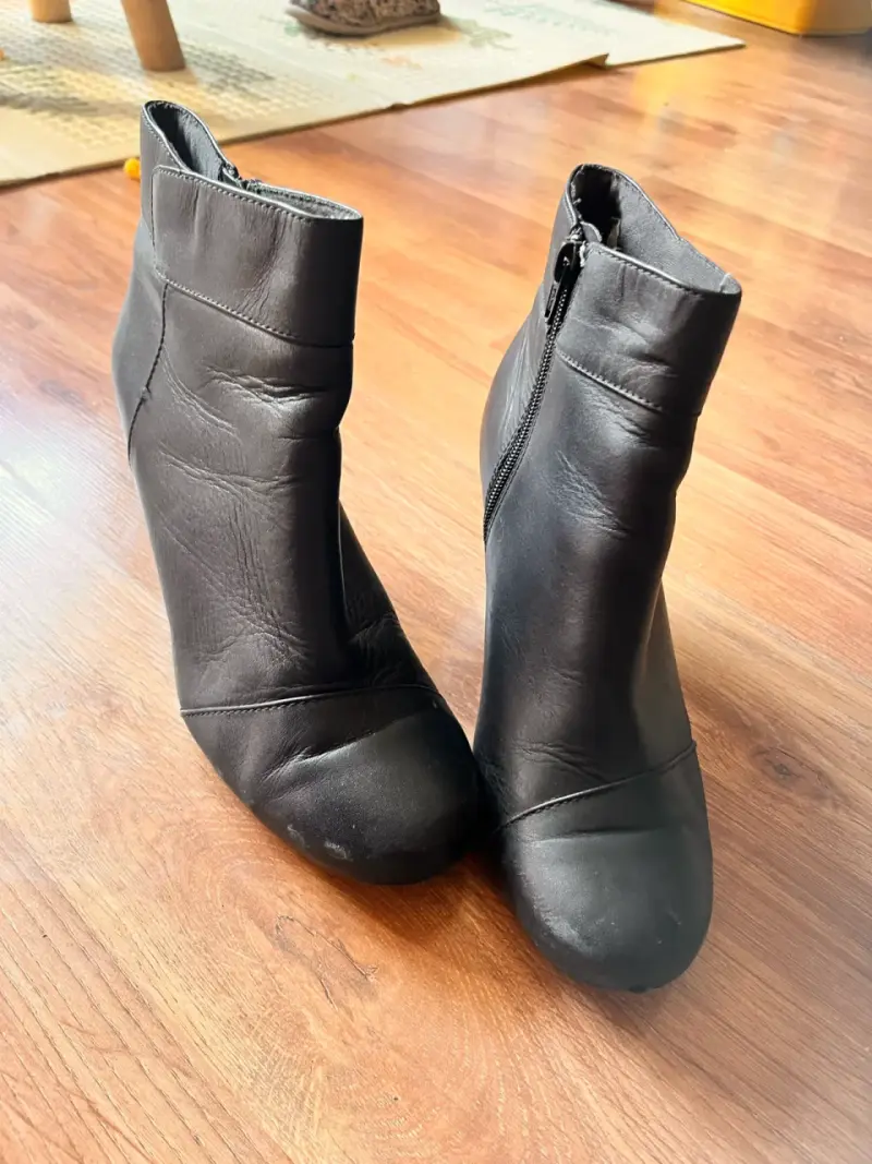Botines de cuero negro con tacón clark 37 - 1