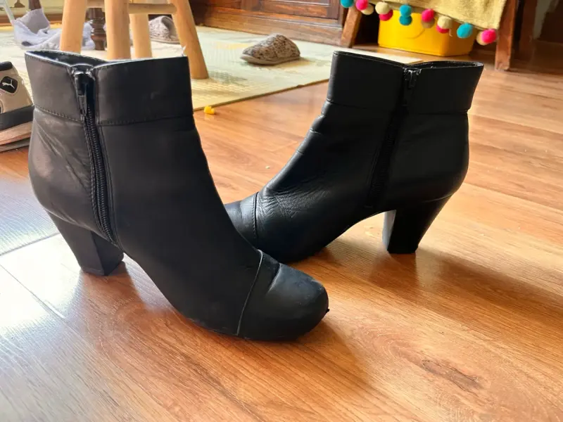 Botines de cuero negro con tacón clark 37 - 3