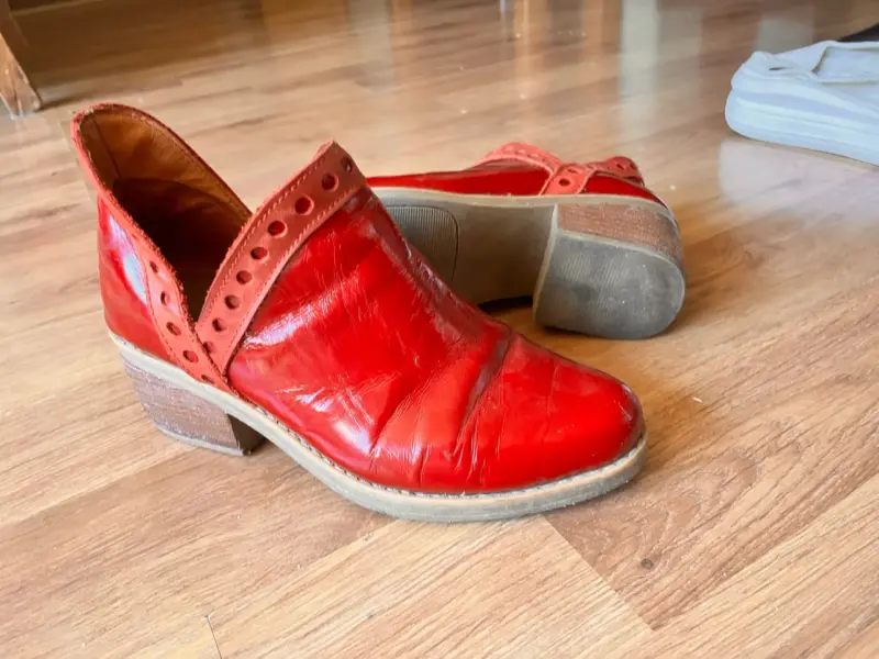Zapatos de cuero rojos con tacón 39 para mujer - 1