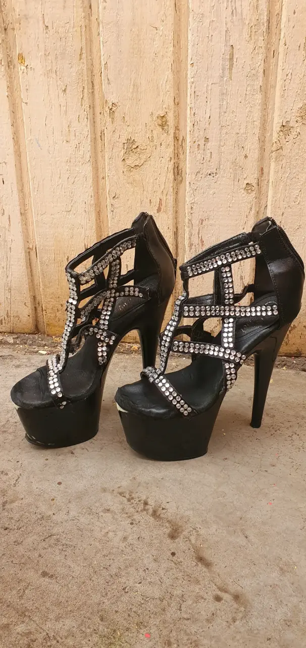 Pleaser-Tacones altos negros con brillantes - 1