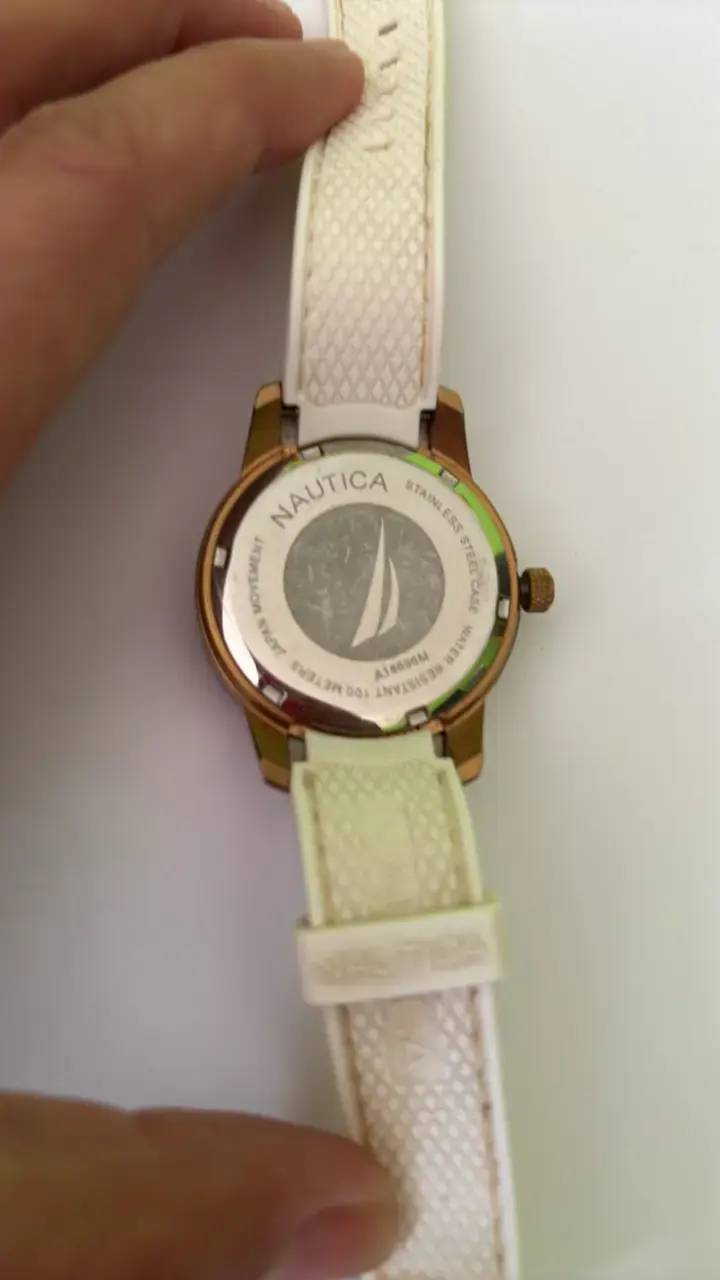 Reloj Nautica dorado con correa blanca - 2