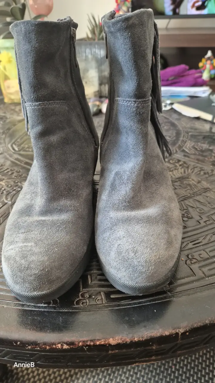 Botines de gamuza gris(azul) con cierre lateral - 1