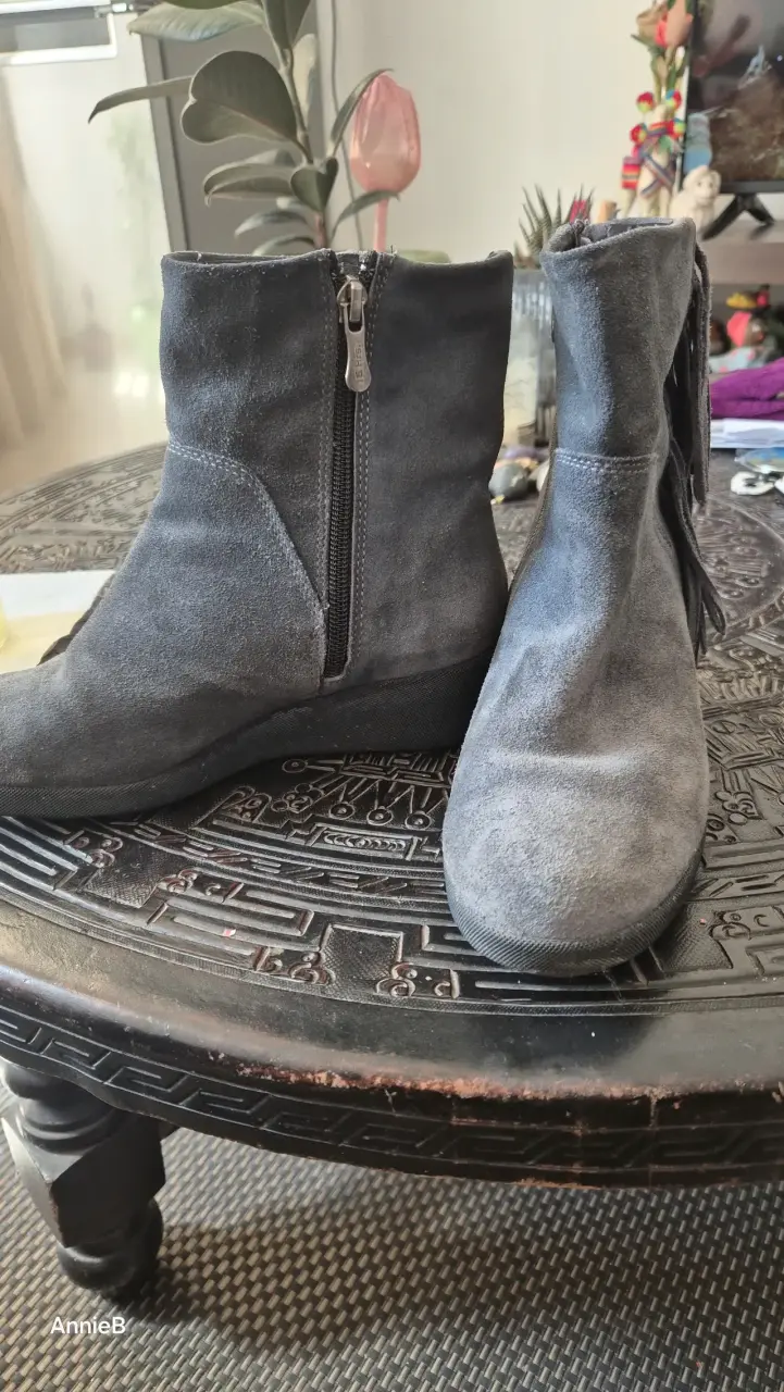 Botines de gamuza gris(azul) con cierre lateral - 2