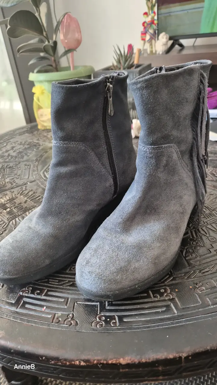 Botines de gamuza gris(azul) con cierre lateral - 3