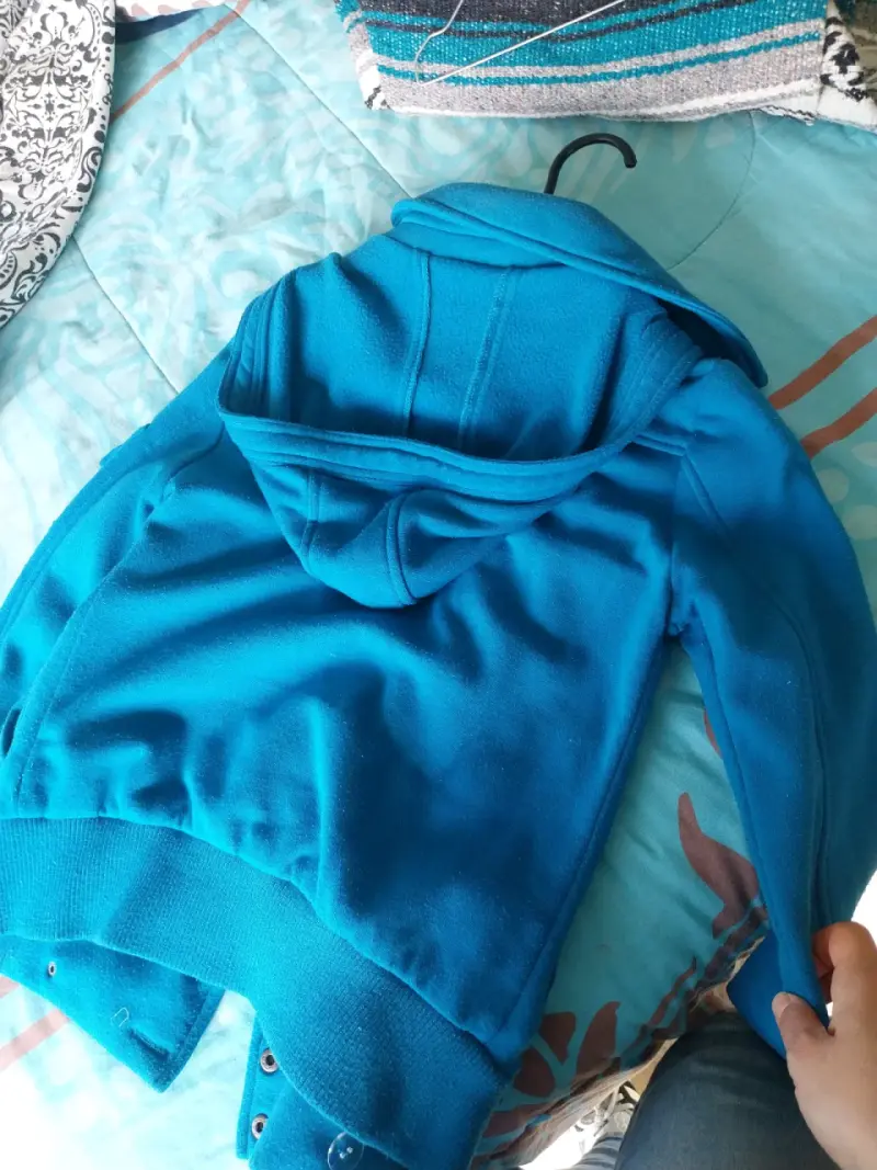 Polerón azul turquesa con botones para mujer - 5