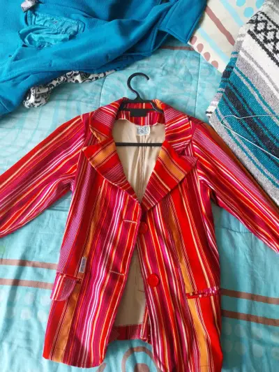 Chaqueta de rayas multicolor para mujer - miniatura 1