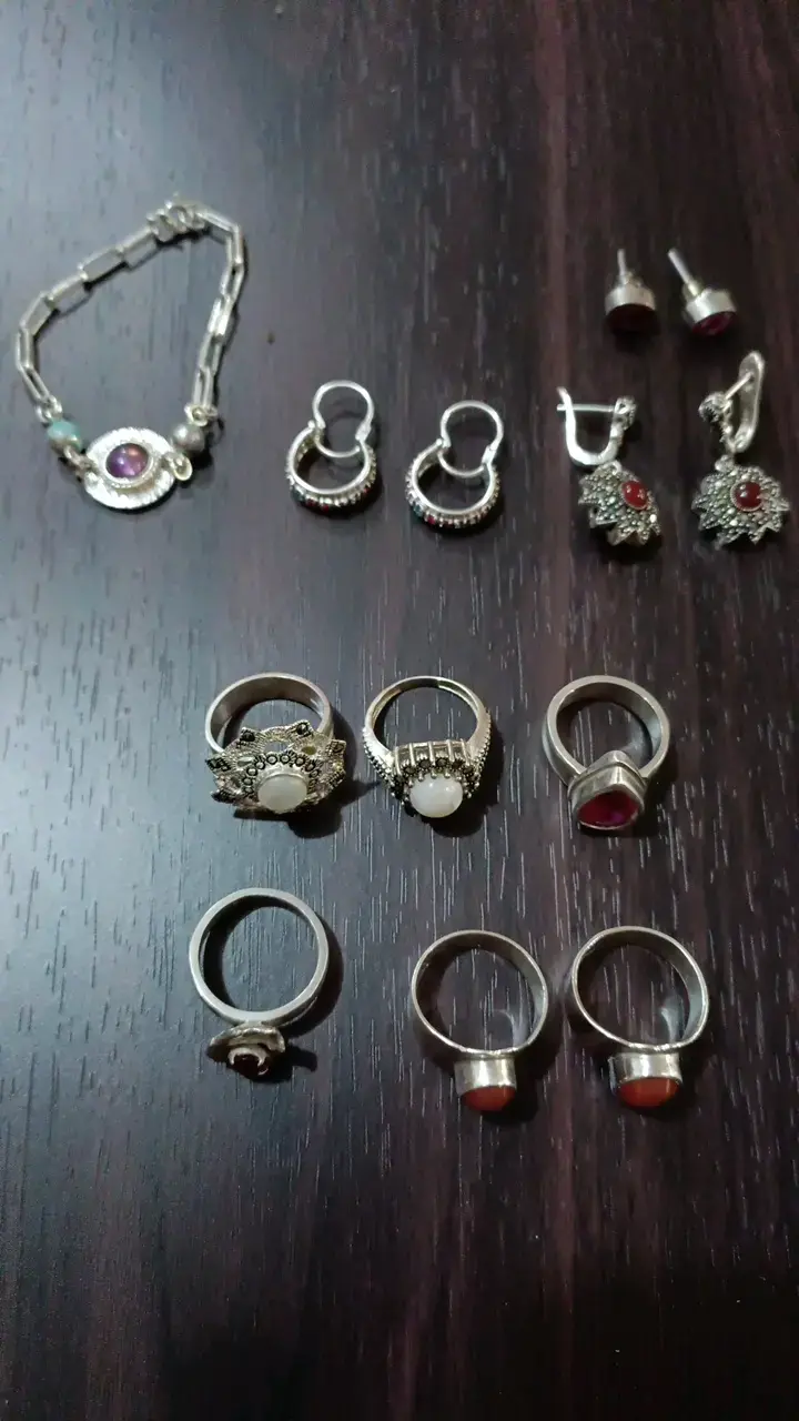 Set de joyas de plata con piedras semipreciosas
