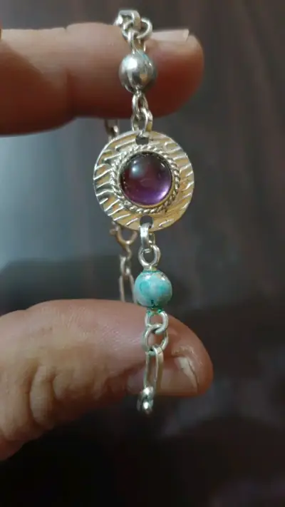 Set de joyas de plata con piedras semipreciosas - miniatura 4