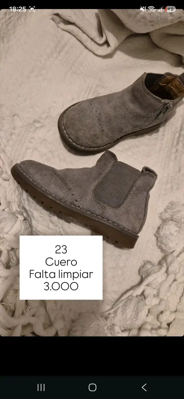 Botines de cuero gris para niña talla 23