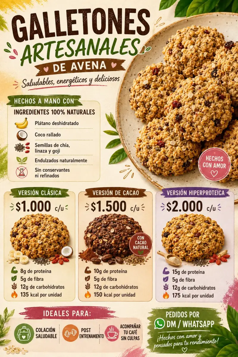 Galletones artesanales de avena saludables - 1