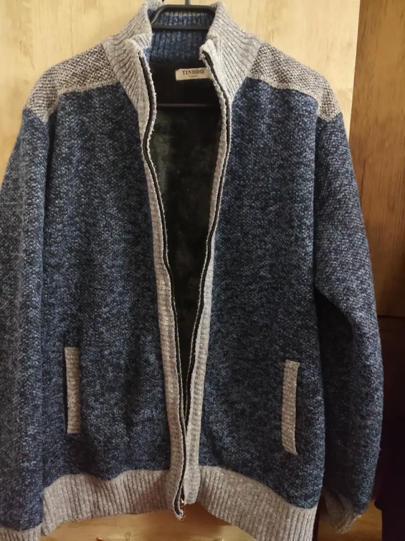 Chaqueta de lana azul con forro interior - 1