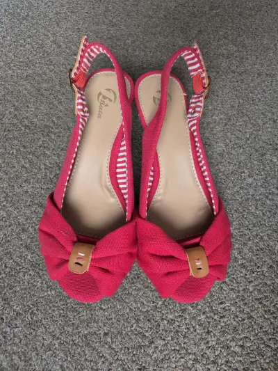 Sandalias rojas de cuña para mujer Num 37 - miniatura 2