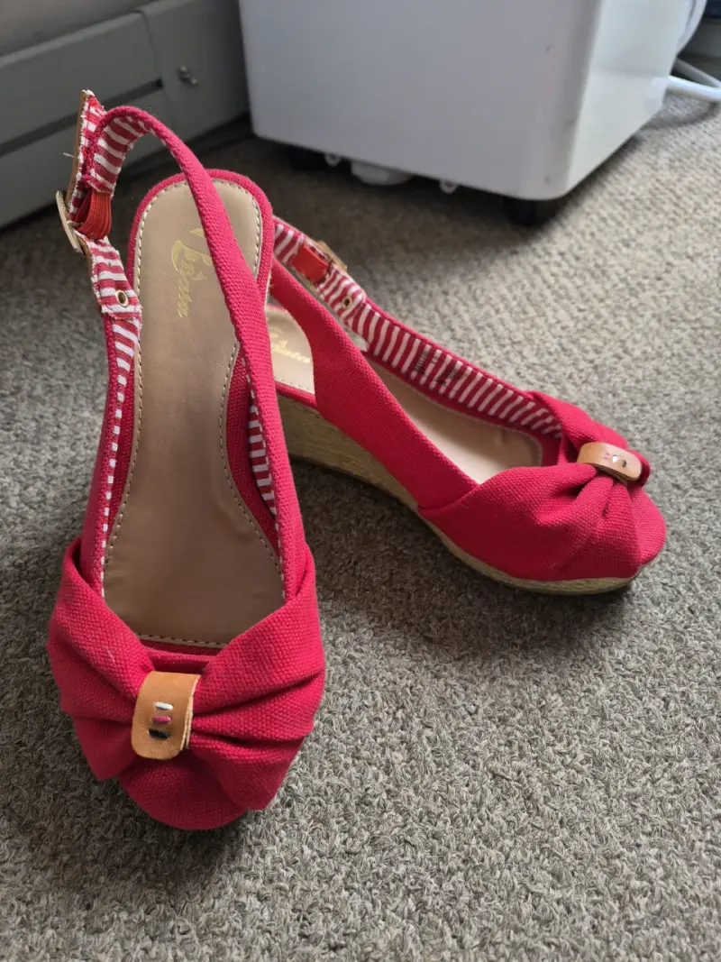 Sandalias rojas de cuña para mujer Num 37 - 3