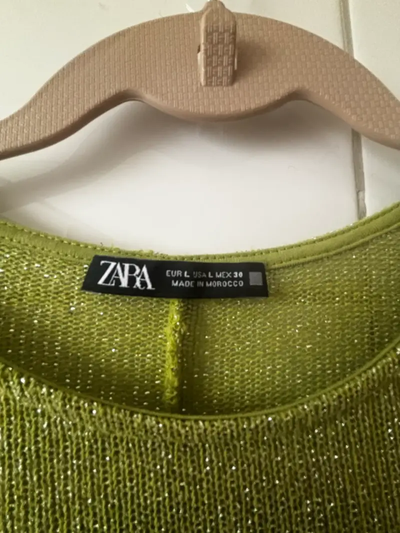 Vestido largo verde brillante Zara - 3
