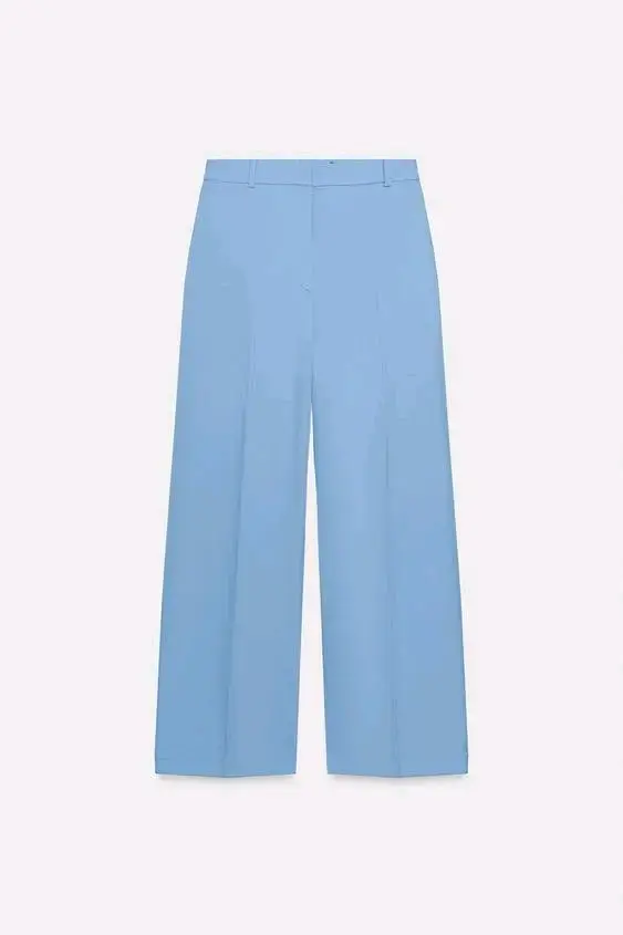 Pantalones palazzo celestes para mujer - 1