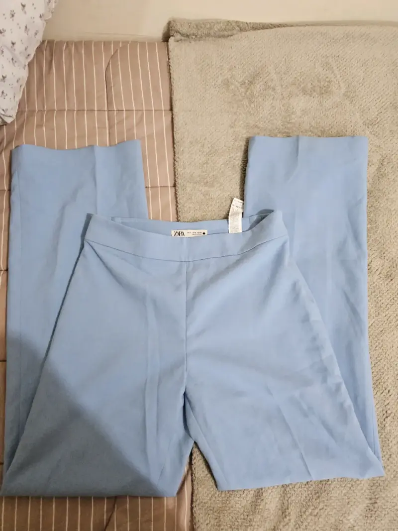 Pantalones palazzo celestes para mujer - 2